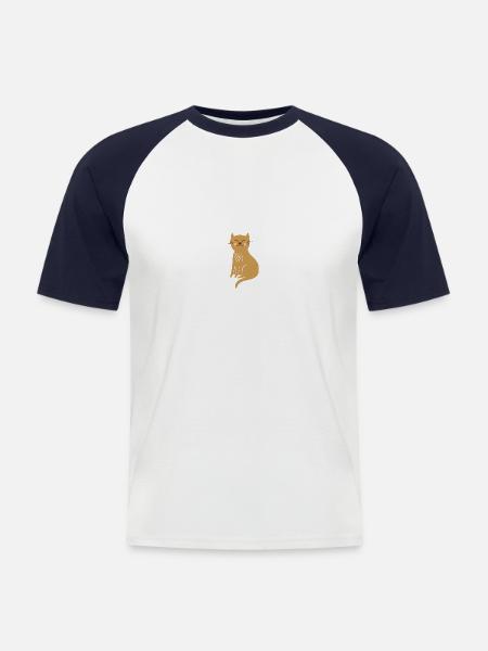 Katze - Männer Baseball-T-Shirt - Weiß/Navy