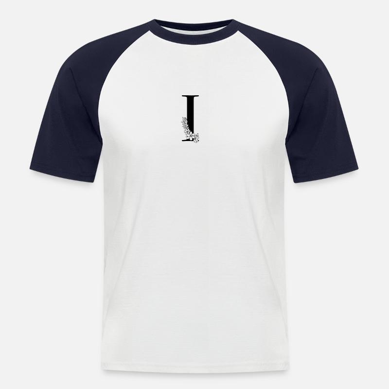 Buchstabe I - Männer Baseball-T-Shirt - Weiß/Navy