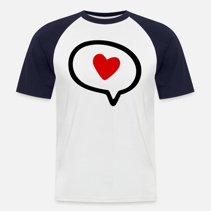Sprechblase mit Herz - Männer Baseball-T-Shirt - Weiß/Navy