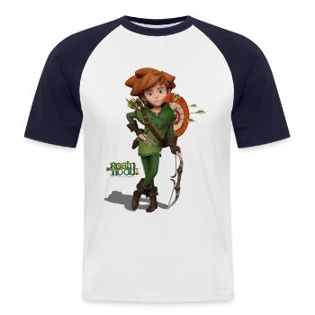 Robin Hood Schlitzohr Von Sherwood Mit Bogen - Männer Baseball-T-Shirt - Weiß/Navy - Vorne - Nik (191cm)
