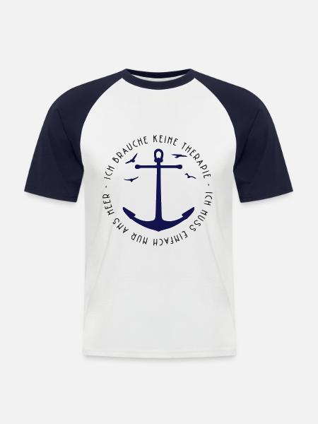 Einfach nur ans Meer... - Männer Baseball-T-Shirt - Weiß/Navy
