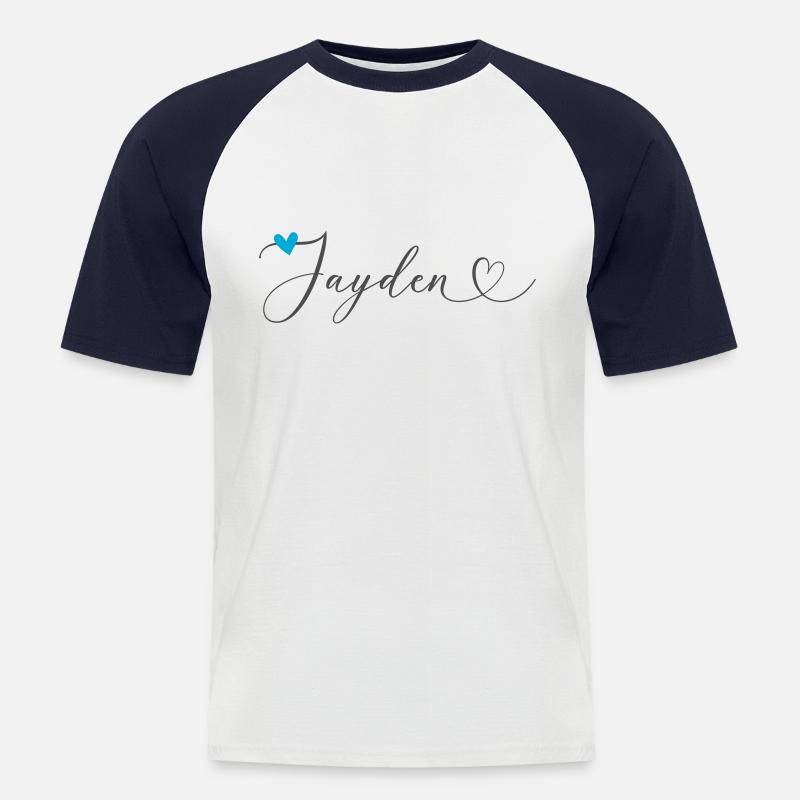 Jayden Surname First name Calligraphy Heart - Men's Baseball T-Shirt - white/navy