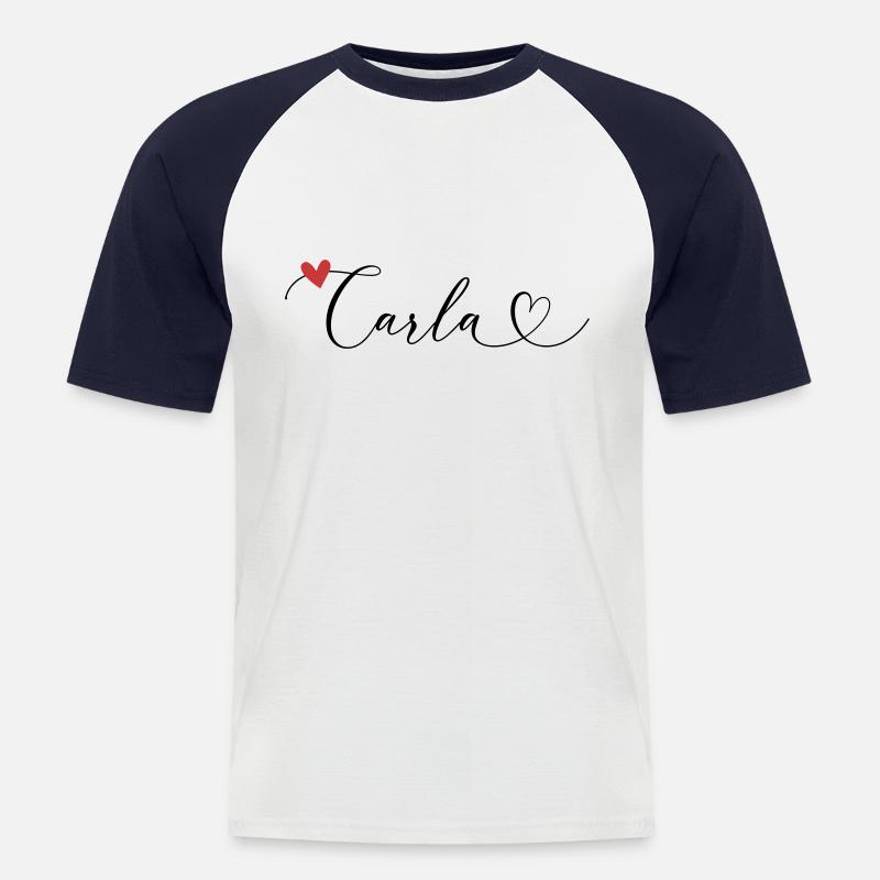 Carla Surname First name Calligraphy Heart - Men's Baseball T-Shirt - white/navy