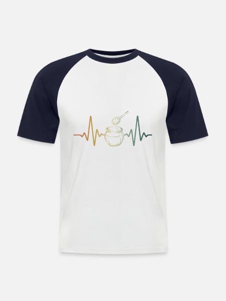 Heartbeekeeper pulse honeypot - Men's Baseball T-Shirt - white/navy