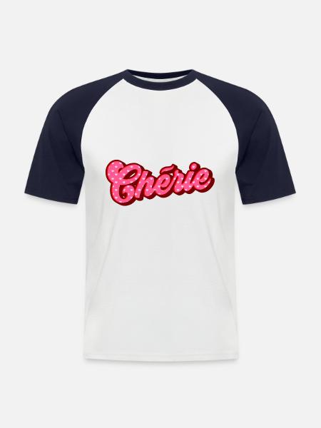 Chérie - Männer Baseball-T-Shirt - Weiß/Navy