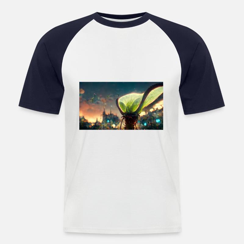 Futuristic Venus flytrap - Men's Baseball T-Shirt - white/navy