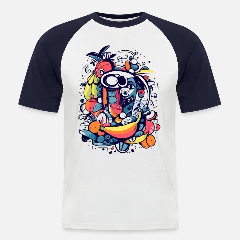 Axos, der Gott der Früchte - Männer Baseball-T-Shirt - Weiß/Navy