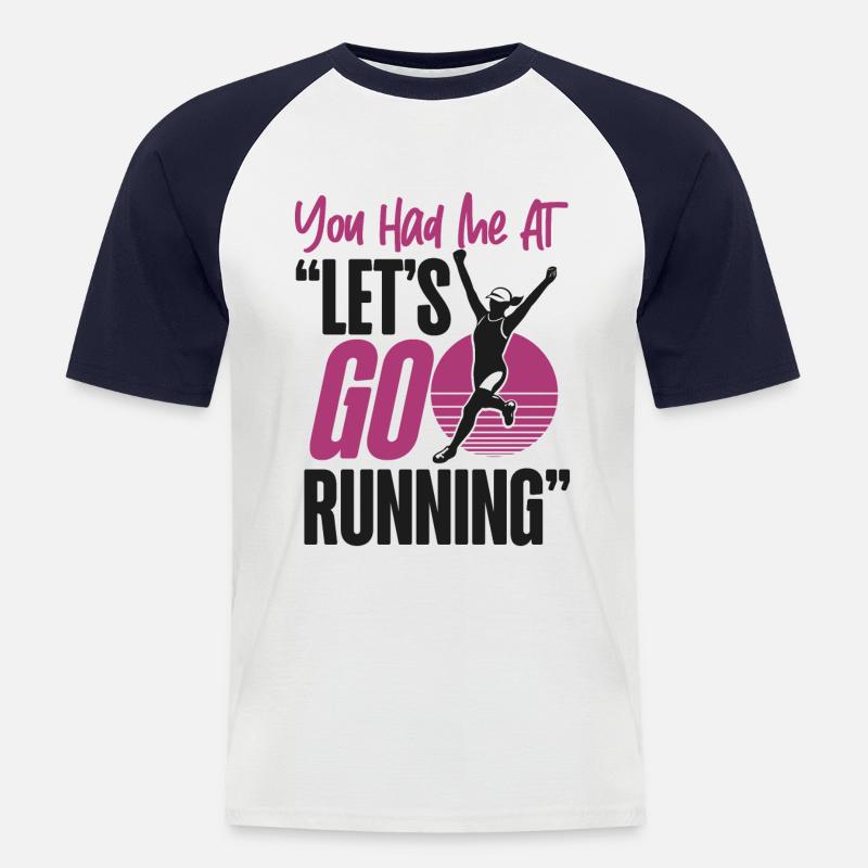 Running Runner Half Marathon - Männer Baseball-T-Shirt - Weiß/Navy