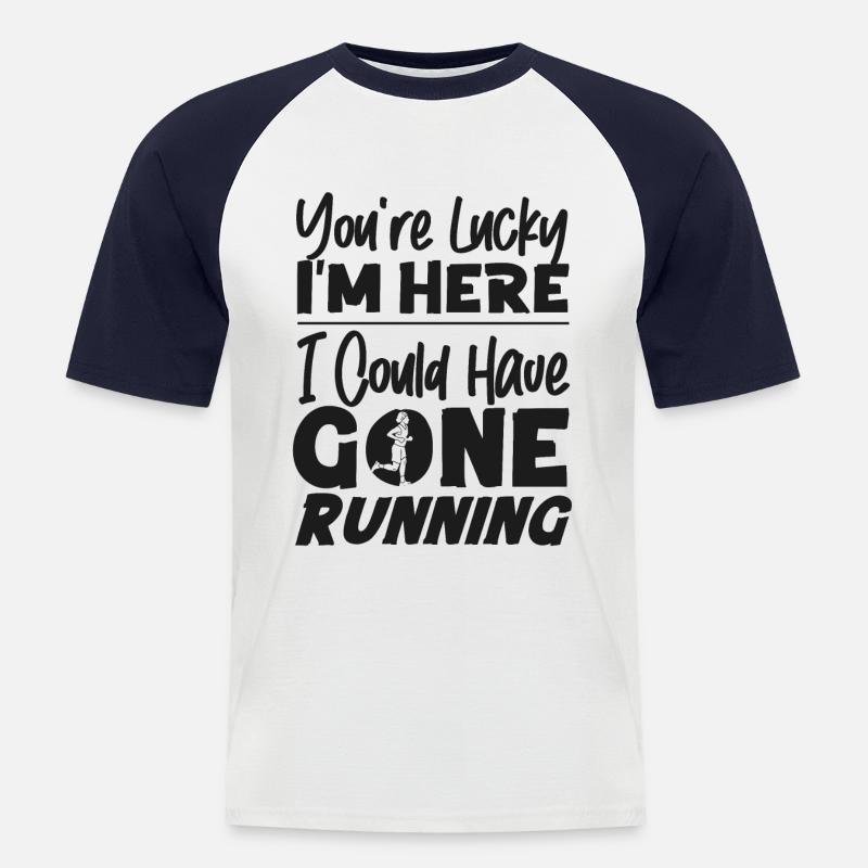 Running Runner Half Marathon - Männer Baseball-T-Shirt - Weiß/Navy