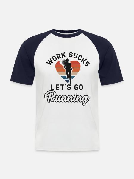 Running Runner Semi-Marathon - T-shirt baseball manches courtes Homme - blanc/marine