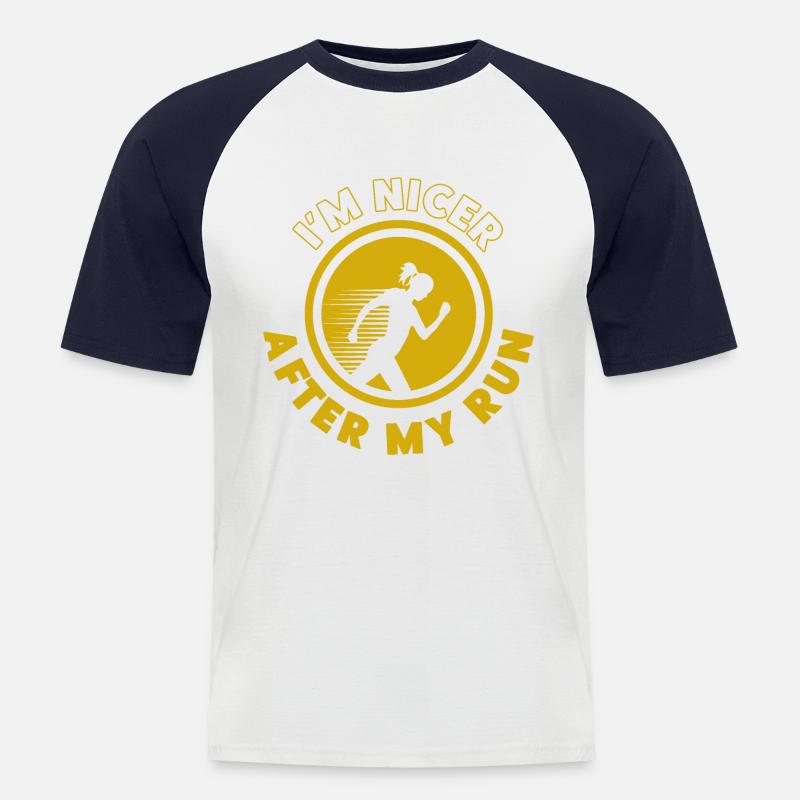Running Runner Half Marathon - Männer Baseball-T-Shirt - Weiß/Navy
