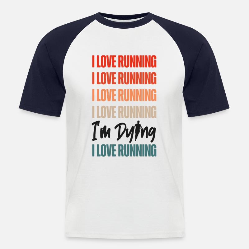 Running Runner Half Marathon - Männer Baseball-T-Shirt - Weiß/Navy
