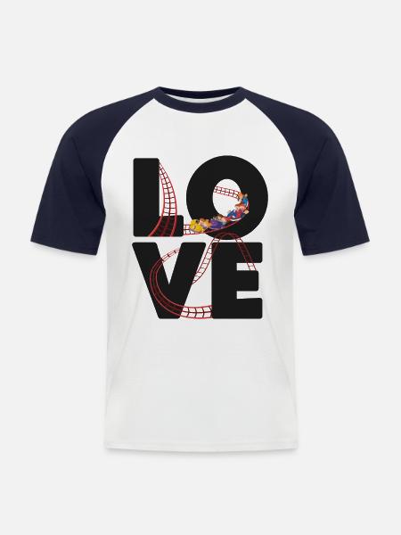 Roller Coaster Love - Männer Baseball-T-Shirt - Weiß/Navy