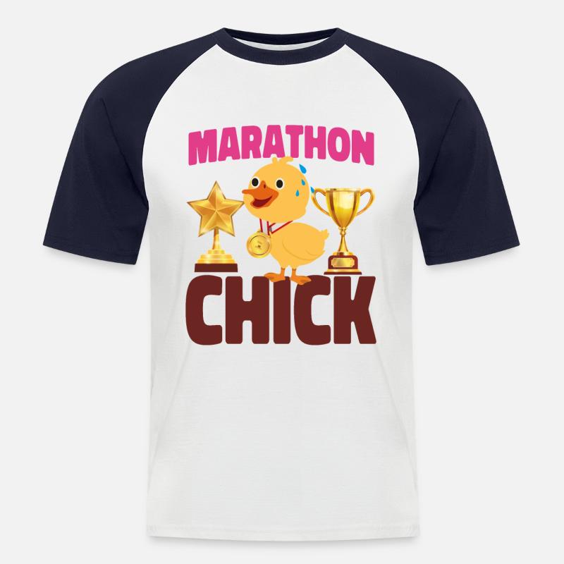 Running Runner Half Marathon - Männer Baseball-T-Shirt - Weiß/Navy