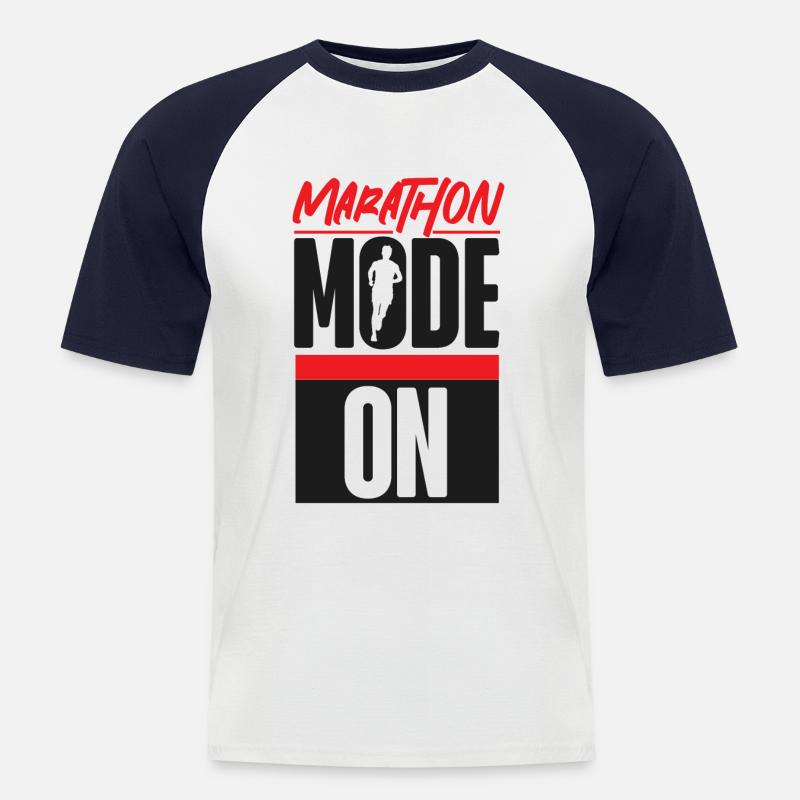 Running Runner Half Marathon - Männer Baseball-T-Shirt - Weiß/Navy