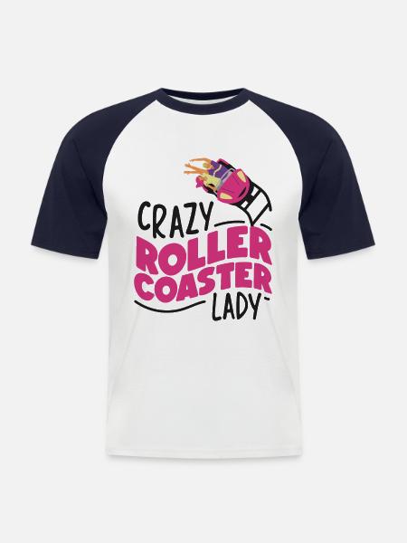 Roller Coaster Girl Crazy Roller - Men's Baseball T-Shirt - white/navy