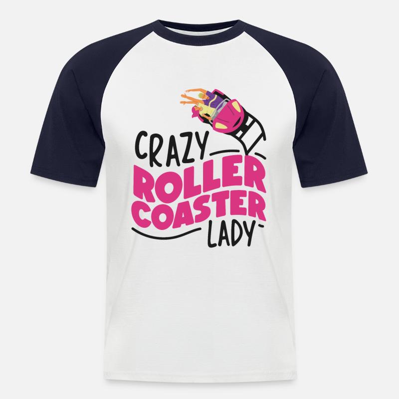 Roller Coaster Girl Crazy Roller - Männer Baseball-T-Shirt - Weiß/Navy