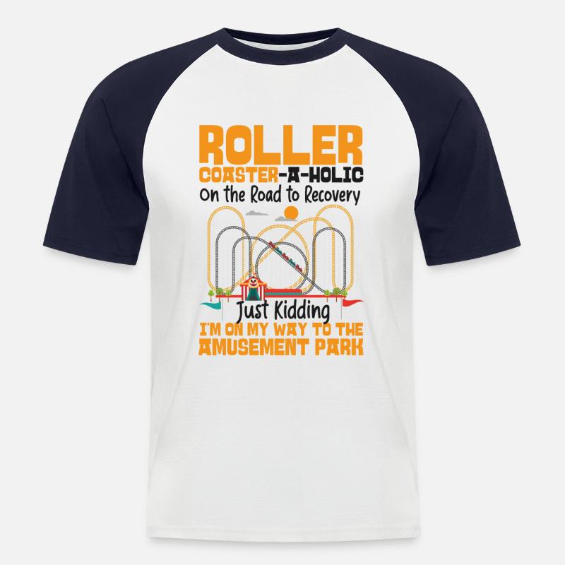 Roller Coaster Roller - Männer Baseball-T-Shirt - Weiß/Navy