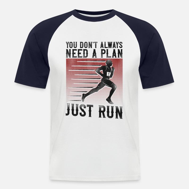 Running Runner Half Marathon - Männer Baseball-T-Shirt - Weiß/Navy