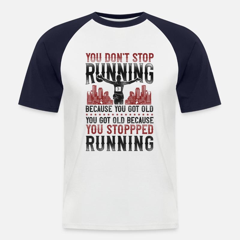 Running Runner Half Marathon - Männer Baseball-T-Shirt - Weiß/Navy
