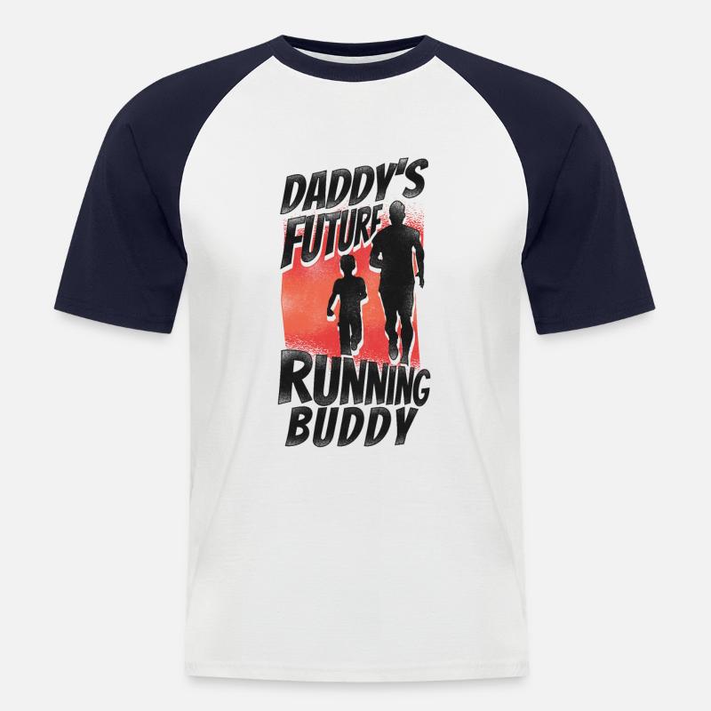 Running Runner Half Marathon Dad - Männer Baseball-T-Shirt - Weiß/Navy