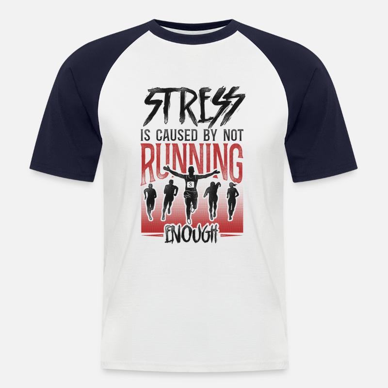 Running Runner Half Marathon - Männer Baseball-T-Shirt - Weiß/Navy