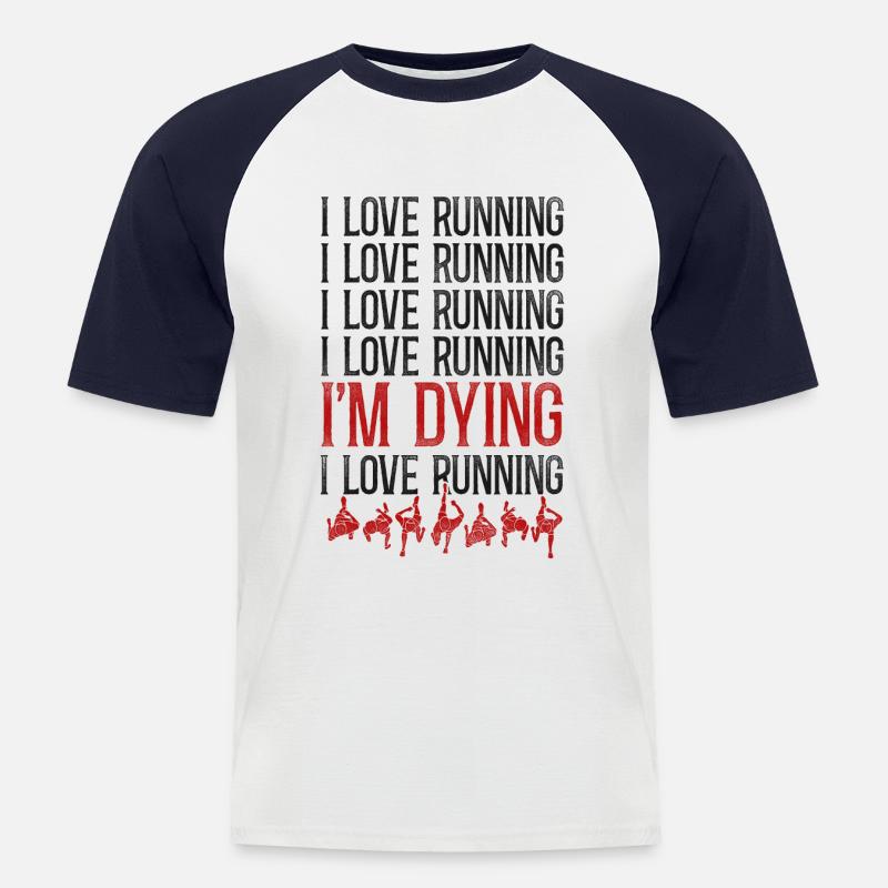 Running Runner Half Marathon - Männer Baseball-T-Shirt - Weiß/Navy