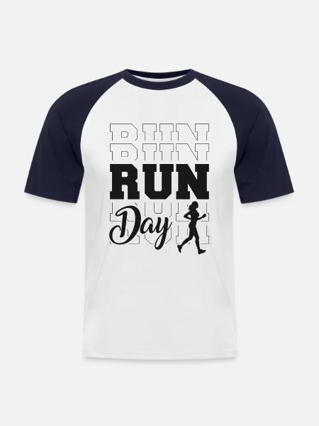 Running Runner Half Marathon - Men's Baseball T-Shirt - white/navy