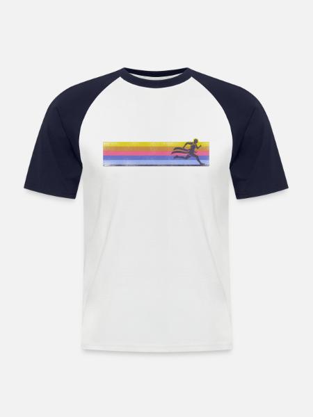 Running Runner Half Marathon Retro - Men's Baseball T-Shirt - white/navy