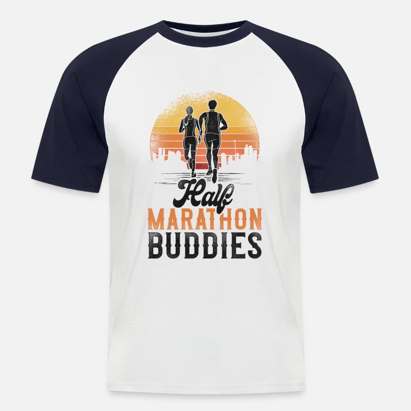 Running Runner Half Marathon - Männer Baseball-T-Shirt - Weiß/Navy