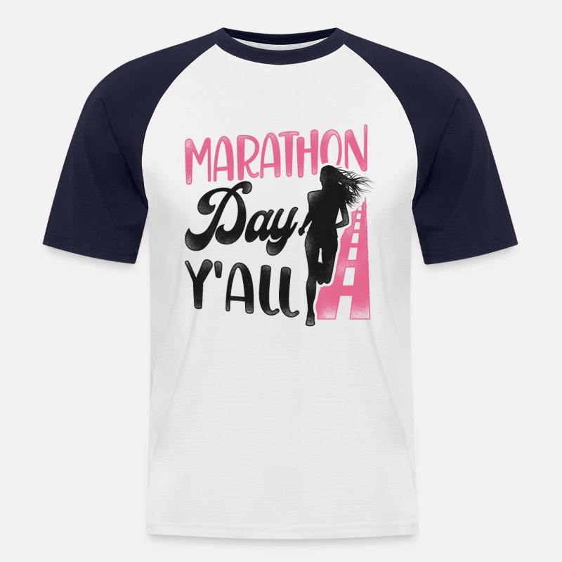Running Runner Half Marathon - Männer Baseball-T-Shirt - Weiß/Navy