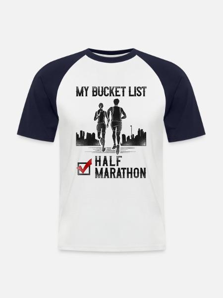 Running Runner Half Marathon - Männer Baseball-T-Shirt - Weiß/Navy