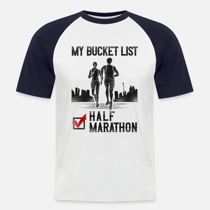 Running Runner Half Marathon - Männer Baseball-T-Shirt - Weiß/Navy