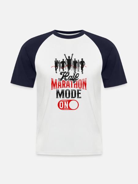 Running Runner Half Marathon - Männer Baseball-T-Shirt - Weiß/Navy