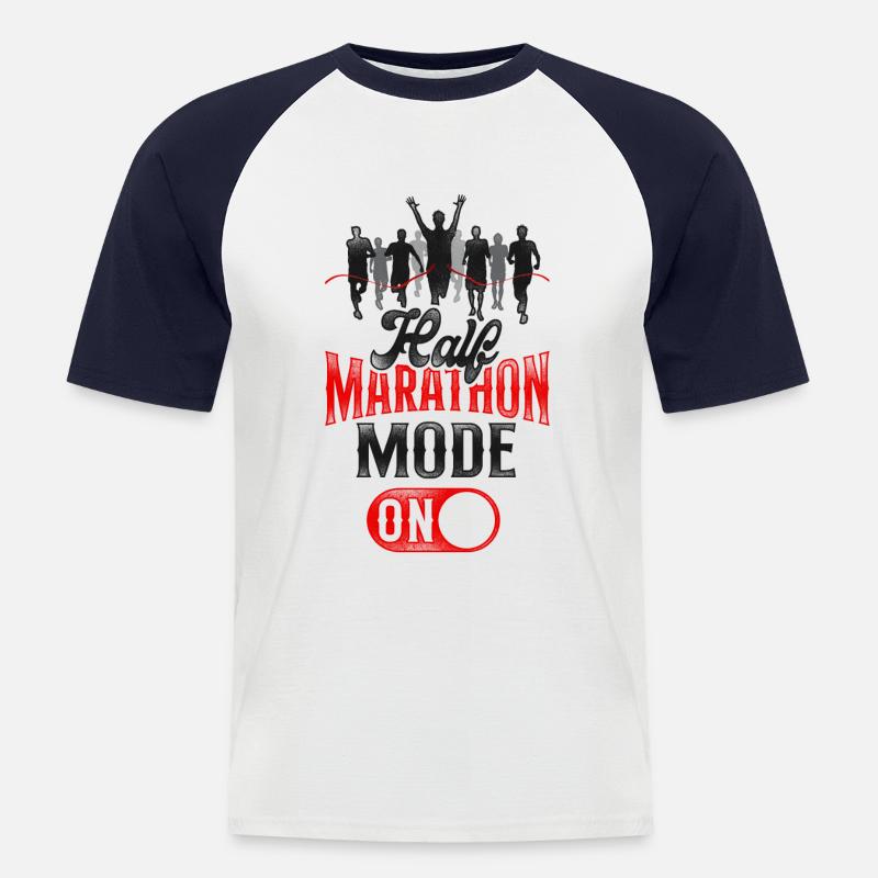 Running Runner Half Marathon - Männer Baseball-T-Shirt - Weiß/Navy
