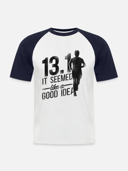 Running Runner Half Marathon Half - Men's Baseball T-Shirt - white/navy