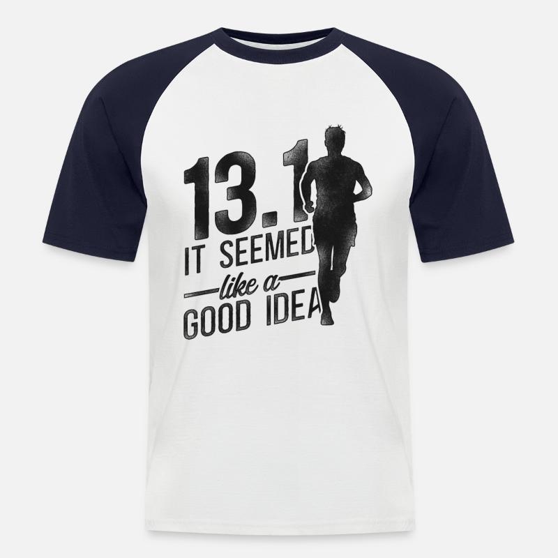 Running Runner Half Marathon Half - Männer Baseball-T-Shirt - Weiß/Navy