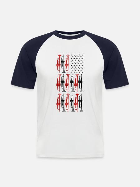 Trompettiste Drapeau américain - T-shirt baseball manches courtes Homme - blanc/marine