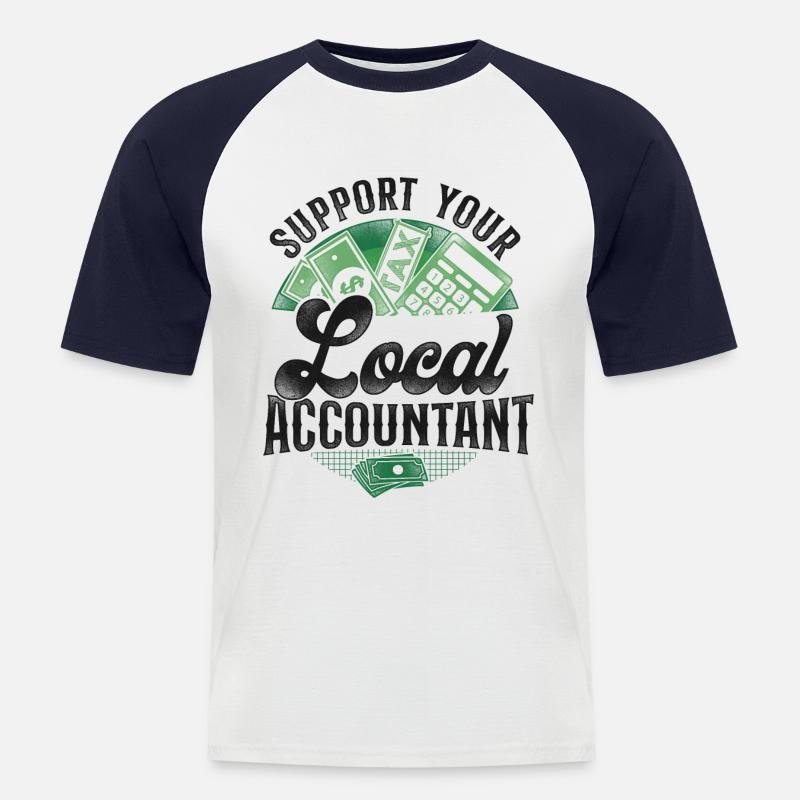 Comptable Comptable Comptable Comptabilité - T-shirt baseball manches courtes Homme - blanc/marine