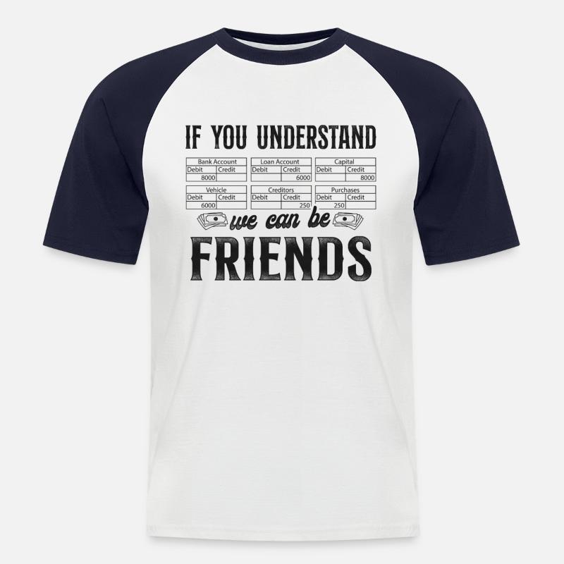 Comptable Comptable Comptable Comptabilité - T-shirt baseball manches courtes Homme - blanc/marine