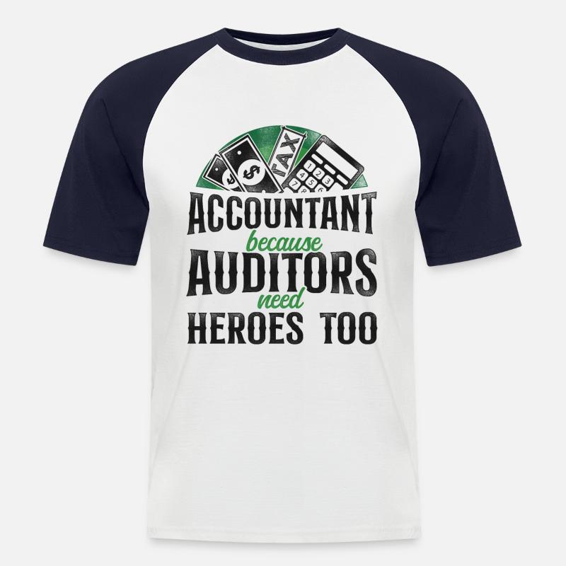 Comptable Comptable Comptable Comptabilité - T-shirt baseball manches courtes Homme - blanc/marine