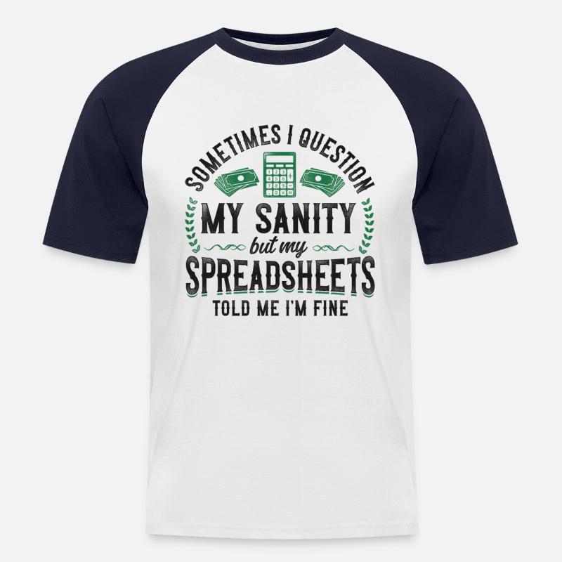 Comptable Comptable Comptable Comptabilité - T-shirt baseball manches courtes Homme - blanc/marine