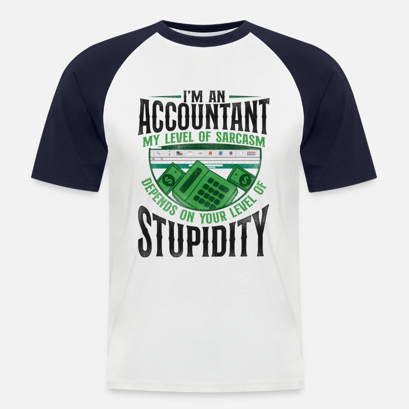 Comptable Comptable Comptable Comptabilité - T-shirt baseball manches courtes Homme - blanc/marine