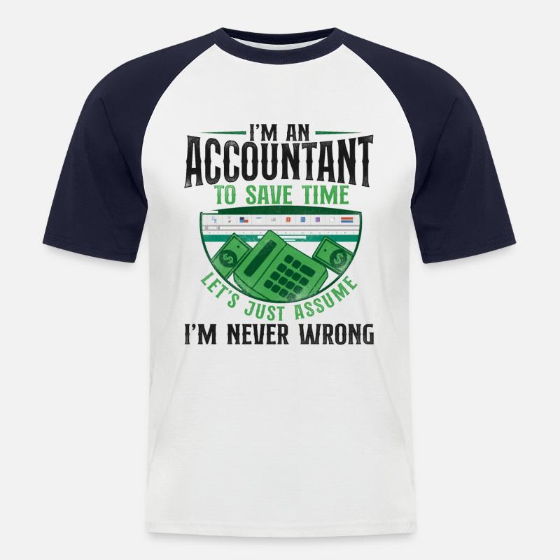 Comptable Comptable Comptable Comptabilité - T-shirt baseball manches courtes Homme - blanc/marine