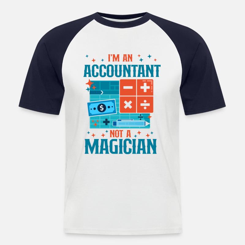 Comptable Comptable Comptable Comptabilité - T-shirt baseball manches courtes Homme - blanc/marine