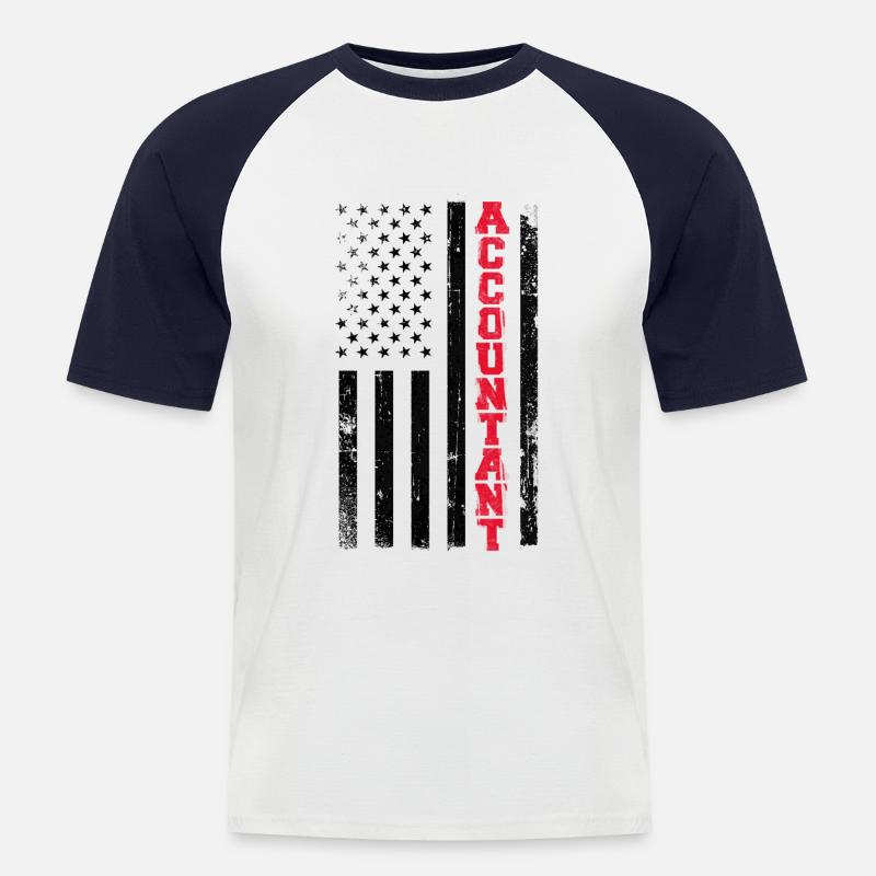 Comptable Comptable Comptable Comptabilité - T-shirt baseball manches courtes Homme - blanc/marine