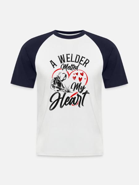 Welder Welding Girlfriend - Männer Baseball-T-Shirt - Weiß/Navy