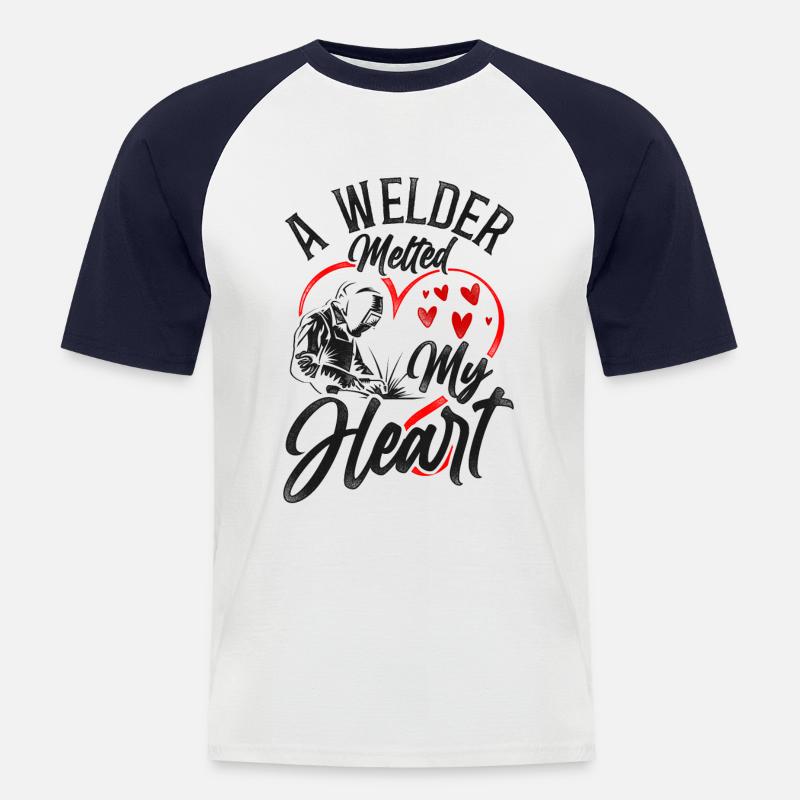 Welder Welding Girlfriend - Männer Baseball-T-Shirt - Weiß/Navy