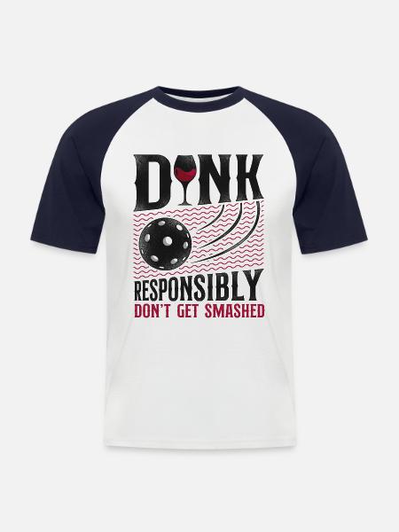 Pickleball Pun Wine Dink - Men's Baseball T-Shirt - white/navy