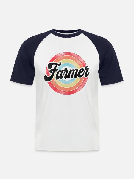 Agriculteur Rétro Vintage - T-shirt baseball manches courtes Homme - blanc/marine